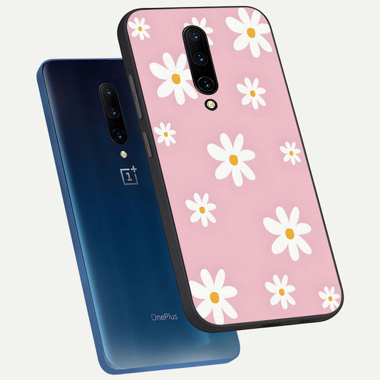 Soft Daisy Bliss phone case For OnePlus 7 Pro showing premium glass back cover with detailed artwork