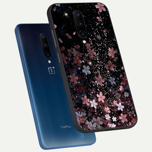 Starlit Flower Dreams phone case For OnePlus 7 Pro showing premium glass back cover with detailed artwork