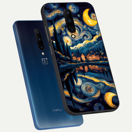 Starry Sky Serenity phone case For OnePlus 7 Pro showing premium glass back cover with detailed artwork