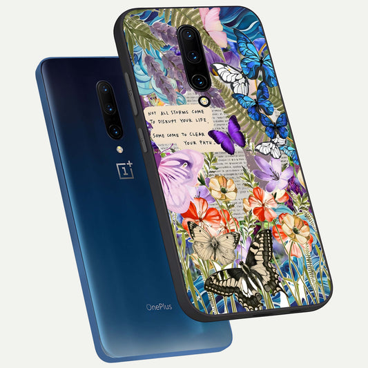 Storm Path Bloom phone case For OnePlus 7 Pro showing premium glass back cover with detailed artwork