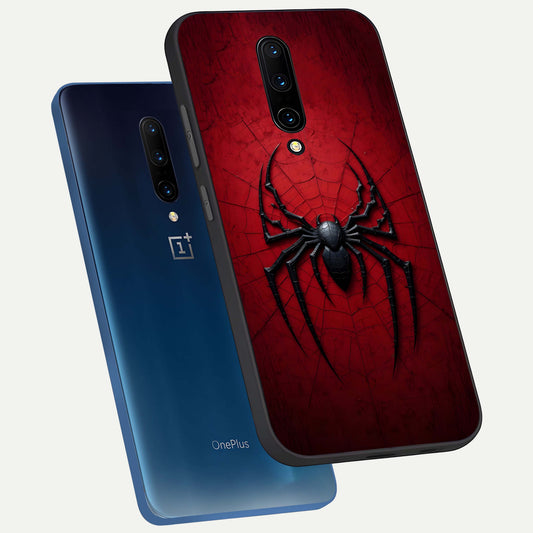 Superhero Web Emblem phone case For OnePlus 7 Pro showing premium glass back cover with detailed artwork