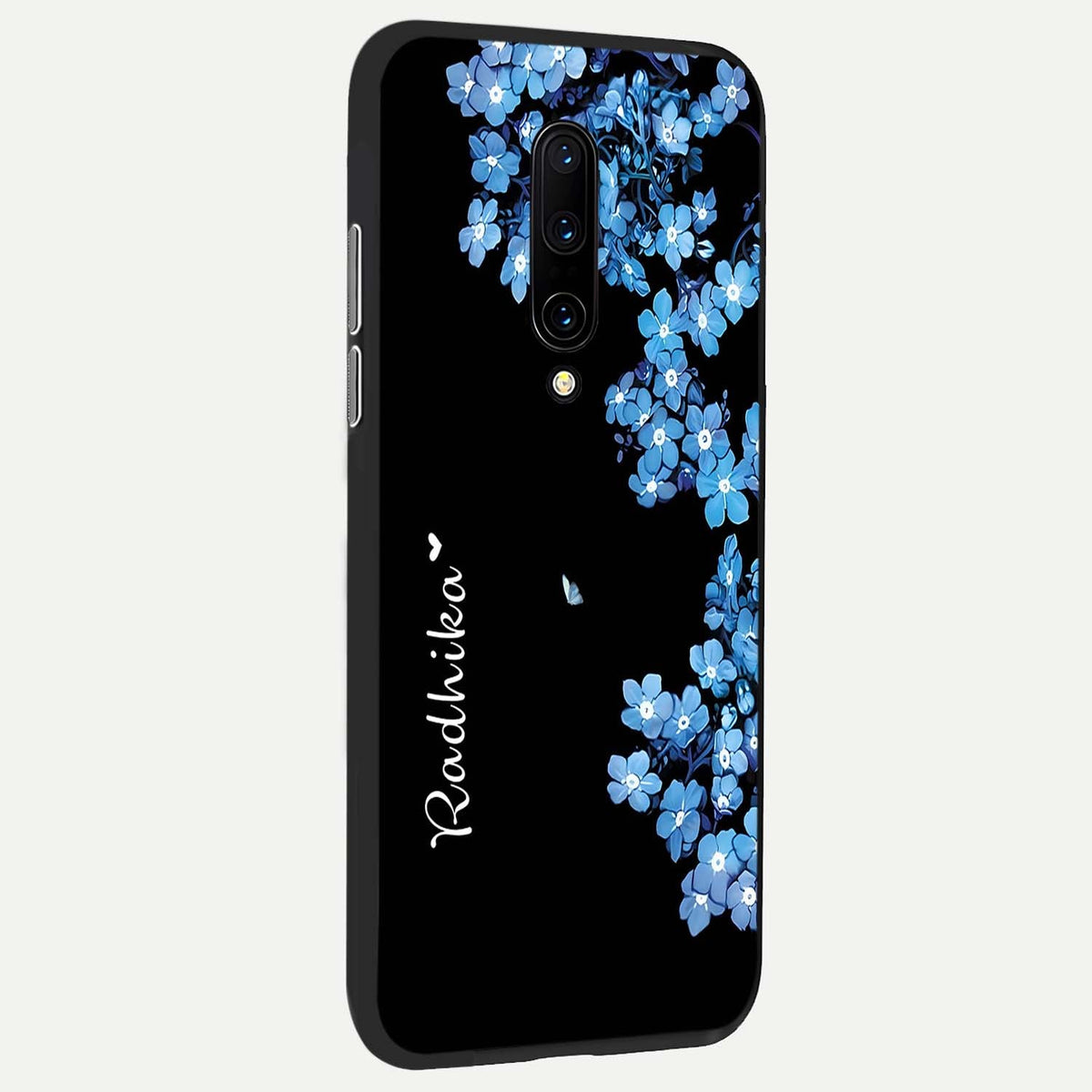 Blue Petal Dream Custom Name back cover For OnePlus 7 Pro slim fit glass case with vibrant aesthetic design