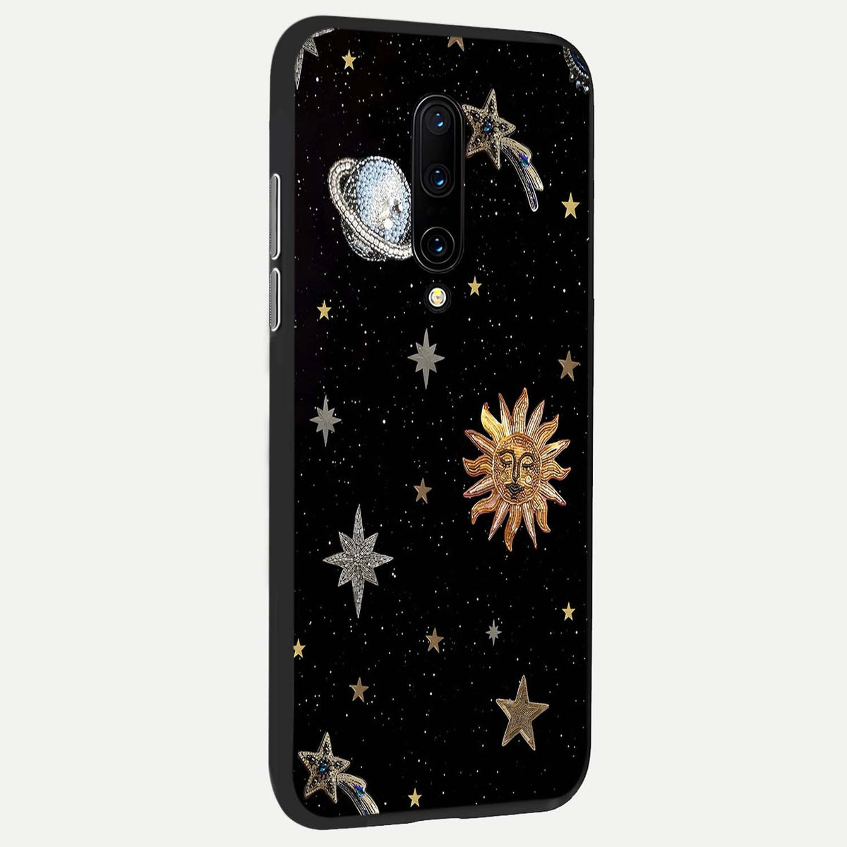 Celestial Moon With Stars back cover For OnePlus 7 Pro slim fit glass case with vibrant aesthetic design