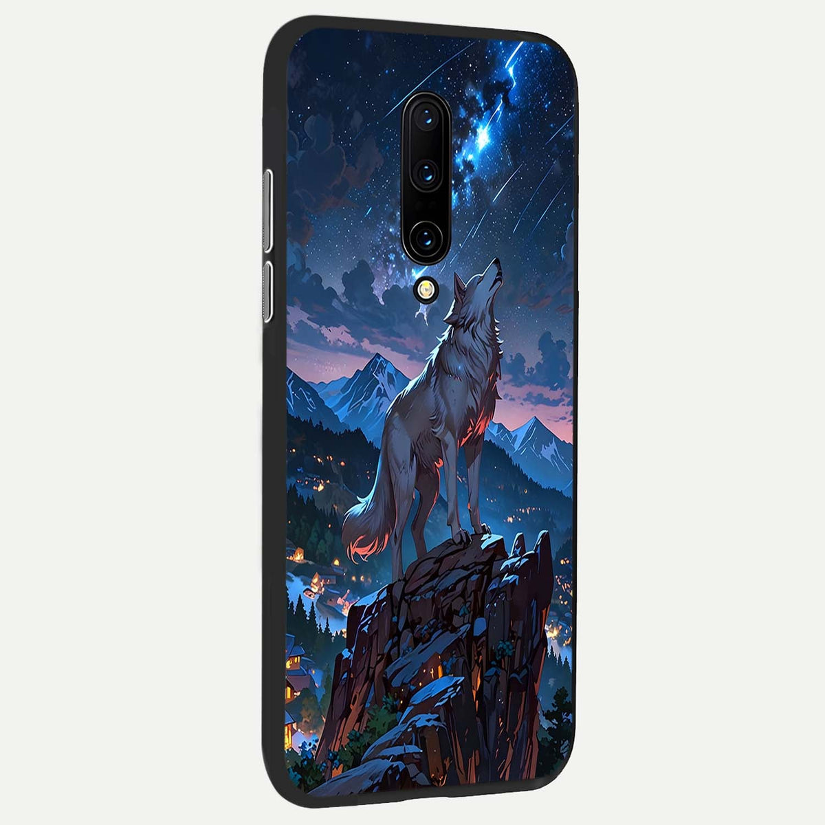 Celestial Wolf Howl back cover For OnePlus 7 Pro slim fit glass case with vibrant aesthetic design