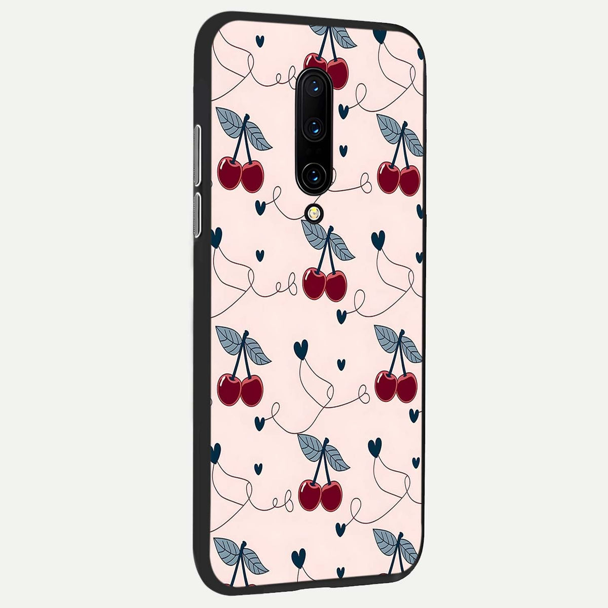 Cherry Heart Line back cover For OnePlus 7 Pro slim fit glass case with vibrant aesthetic design