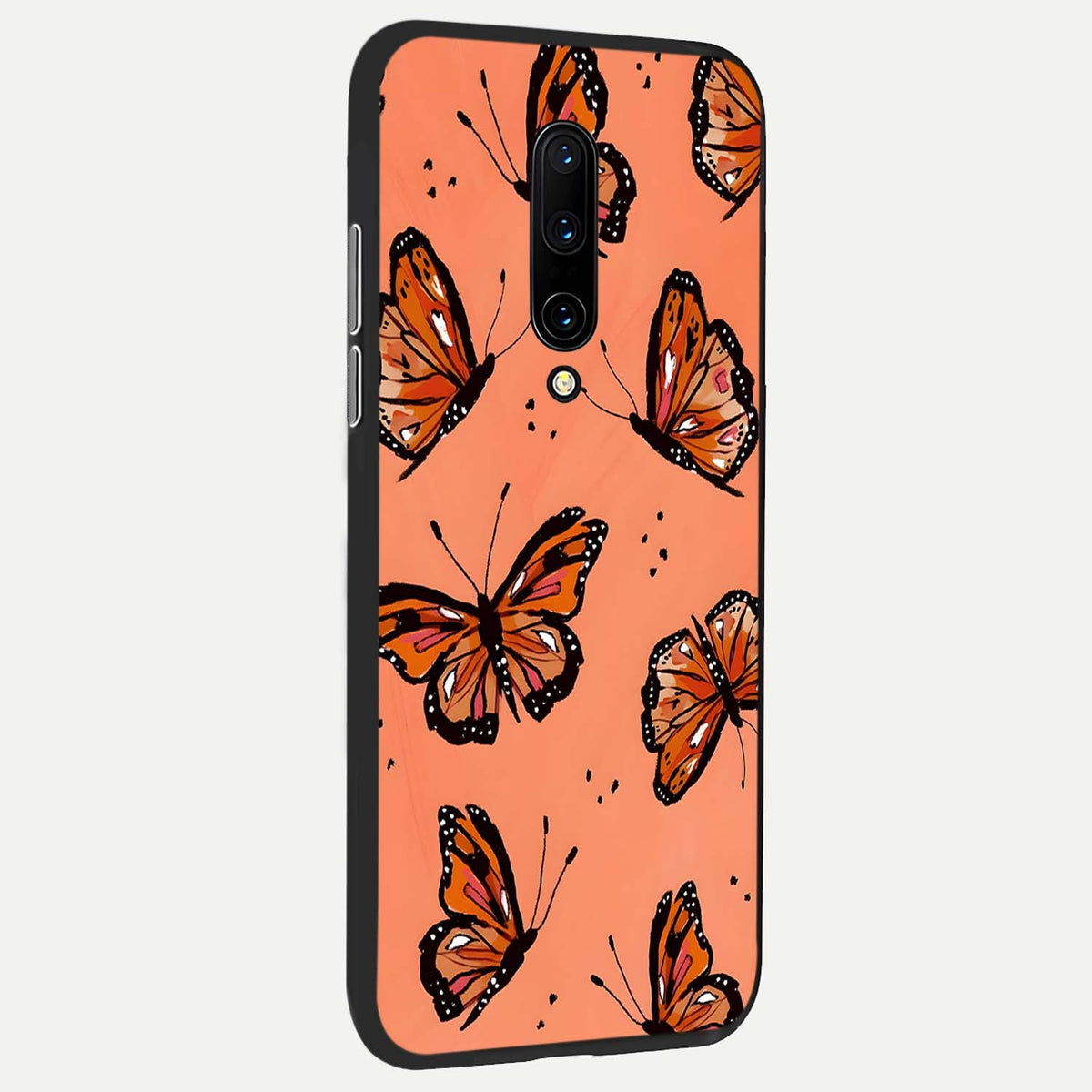 Coral Wing Butterfly back cover For OnePlus 7 Pro slim fit glass case with vibrant aesthetic design