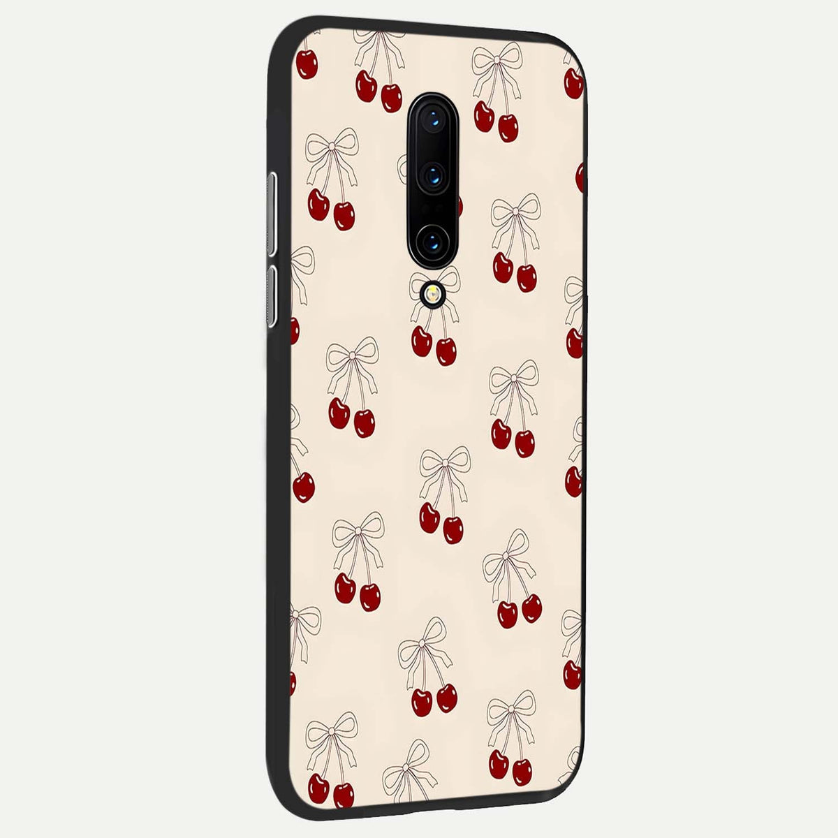 Cute Cherry Pattern back cover For OnePlus 7 Pro slim fit glass case with vibrant aesthetic design