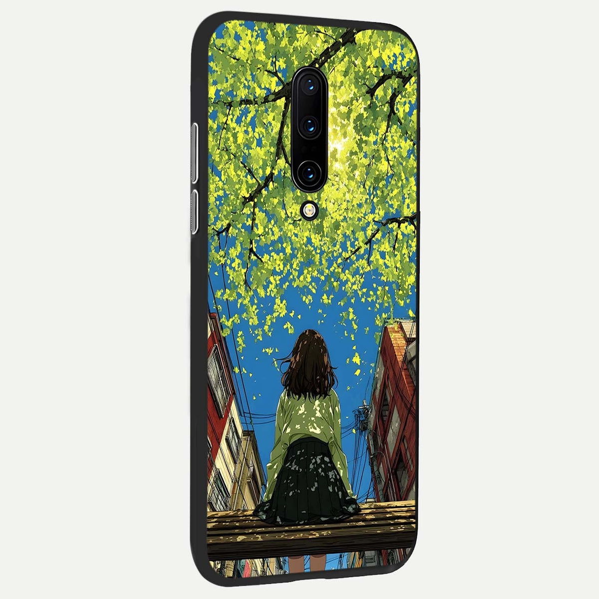 Golden Leaves Glow back cover For OnePlus 7 Pro slim fit glass case with vibrant aesthetic design