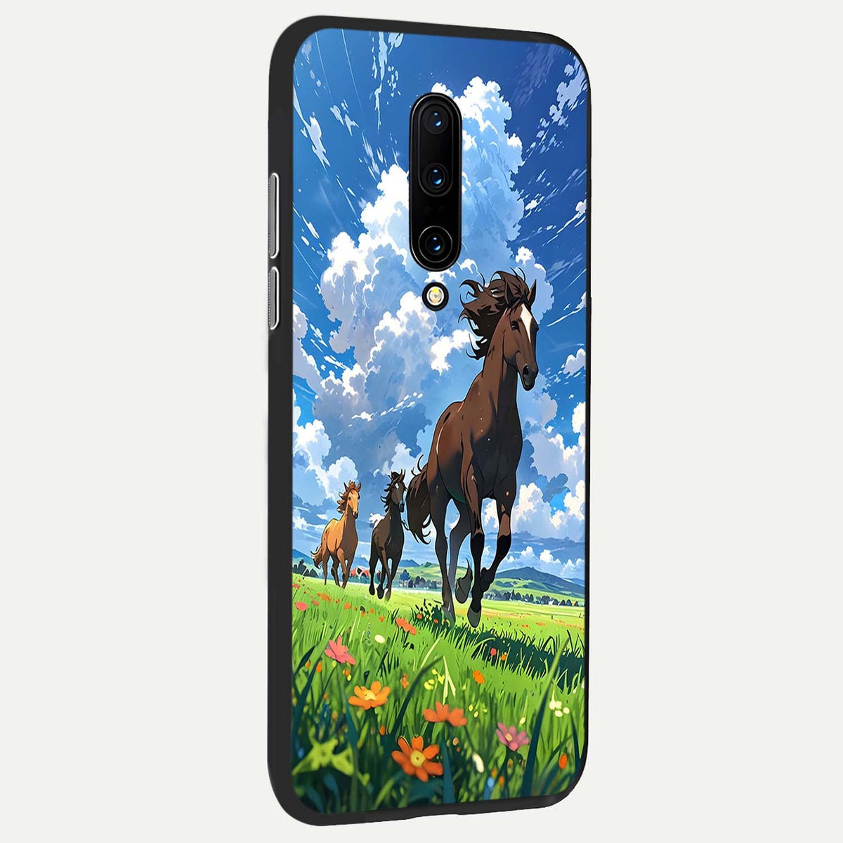 Majestic Horses Galloping back cover For OnePlus 7 Pro slim fit glass case with vibrant aesthetic design
