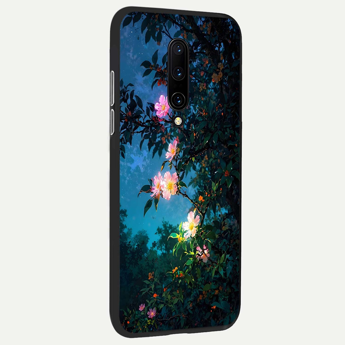 Midnight Bloom Glow back cover For OnePlus 7 Pro slim fit glass case with vibrant aesthetic design