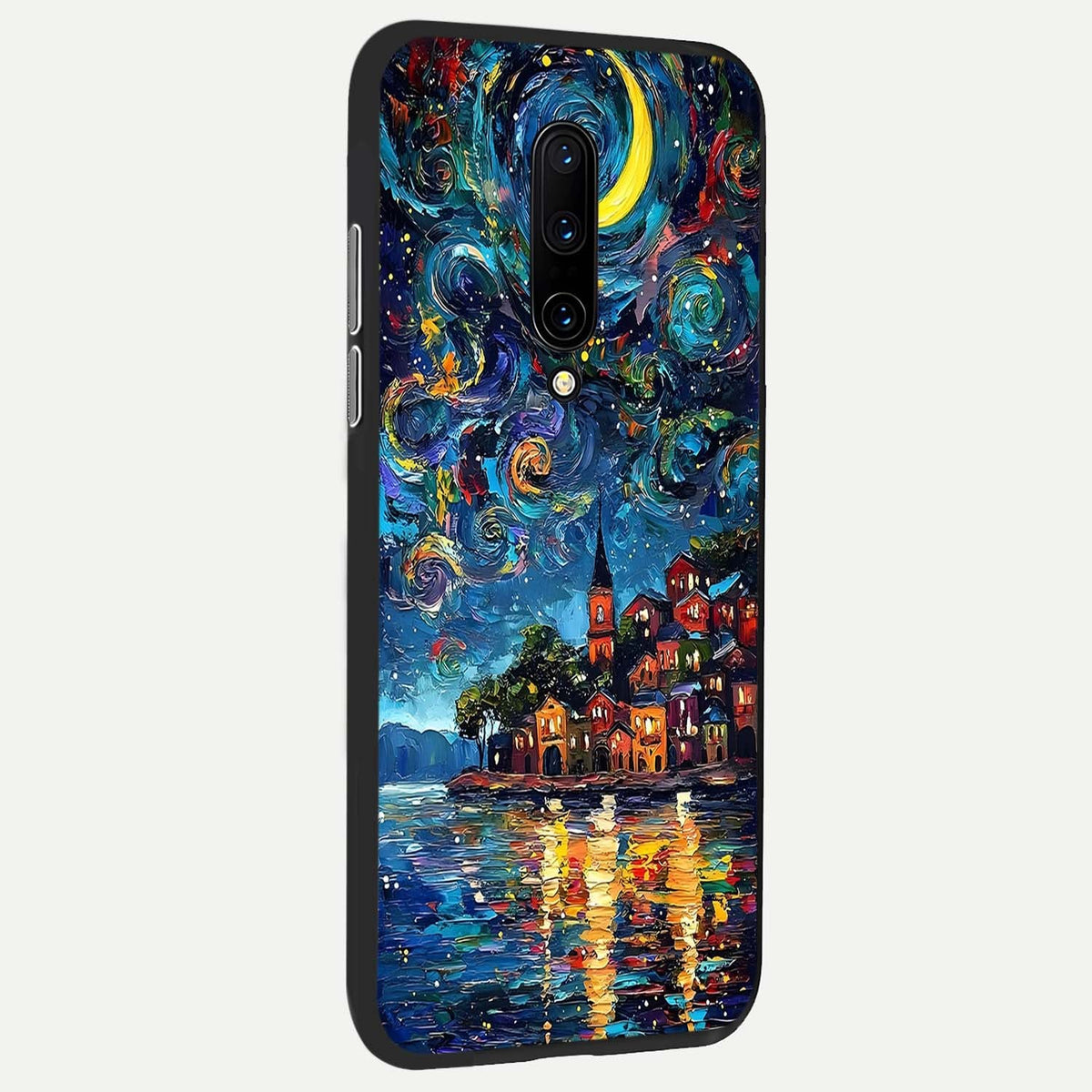 Moonlight Harbor Glow back cover For OnePlus 7 Pro slim fit glass case with vibrant aesthetic design