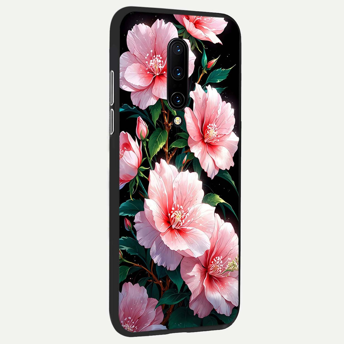 Peach Flower back cover For OnePlus 7 Pro slim fit glass case with vibrant aesthetic design