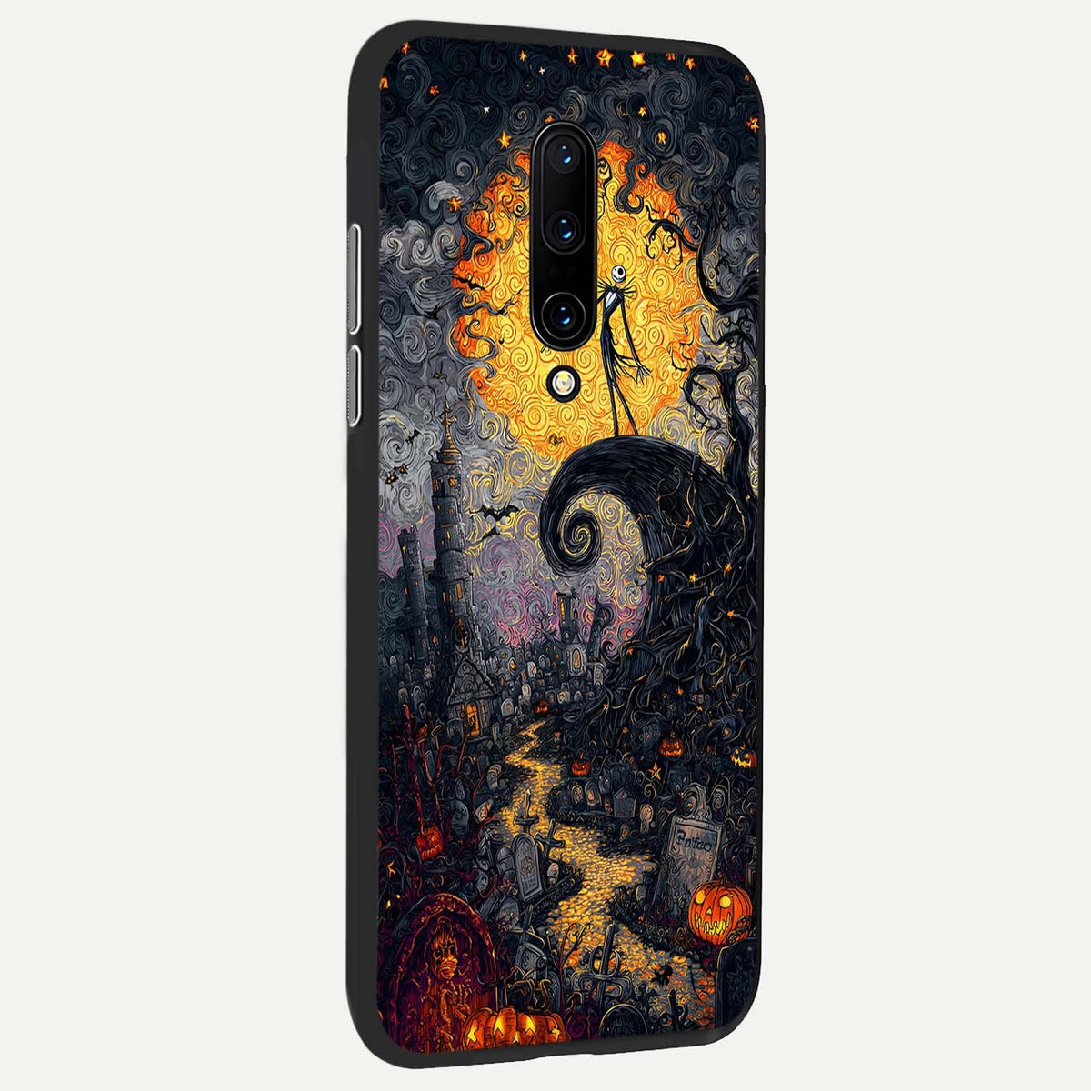 Pumpkin Moon Night back cover For OnePlus 7 Pro slim fit glass case with vibrant aesthetic design
