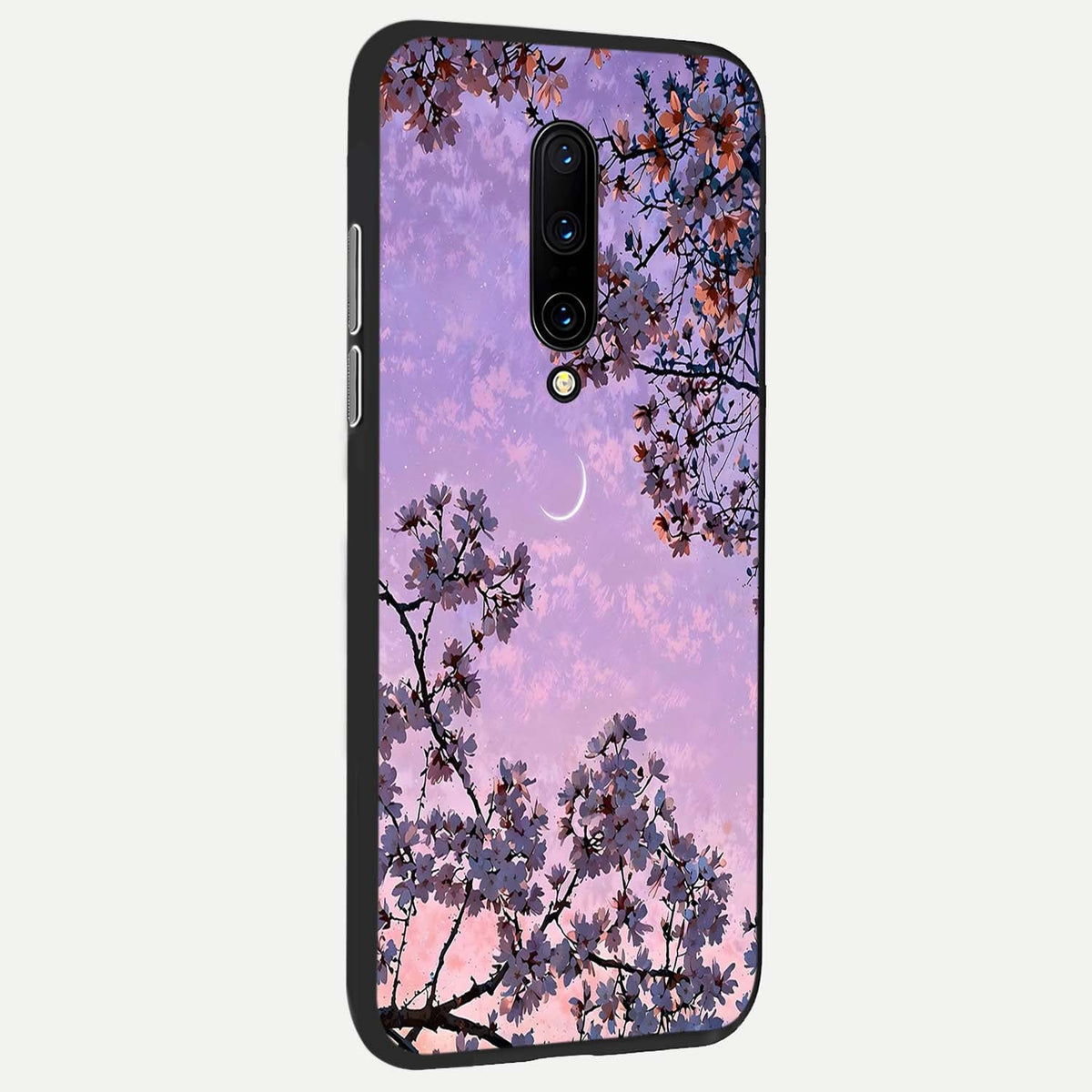 Purple Serenity Moon back cover For OnePlus 7 Pro slim fit glass case with vibrant aesthetic design