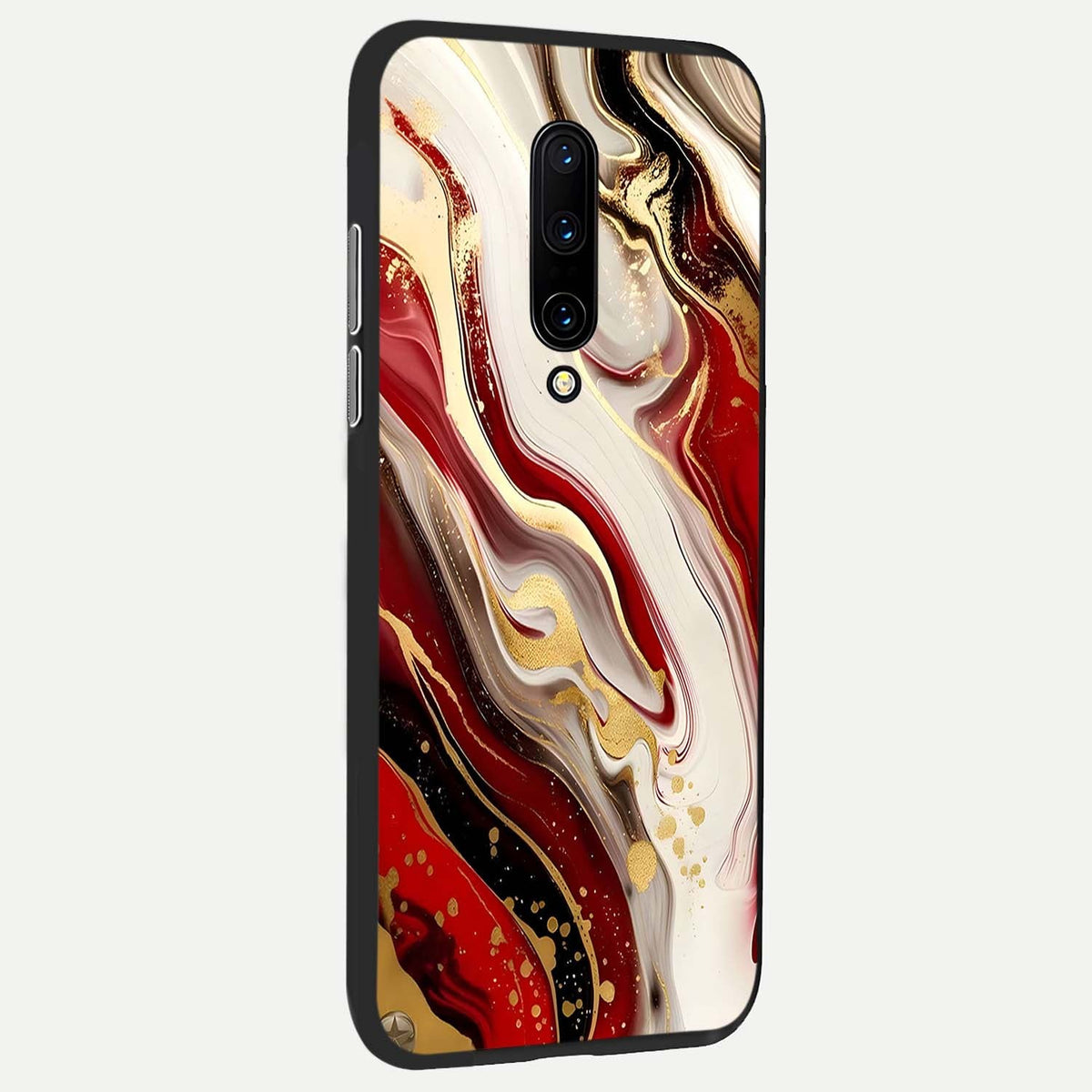Red And White Marble back cover For OnePlus 7 Pro slim fit glass case with vibrant aesthetic design