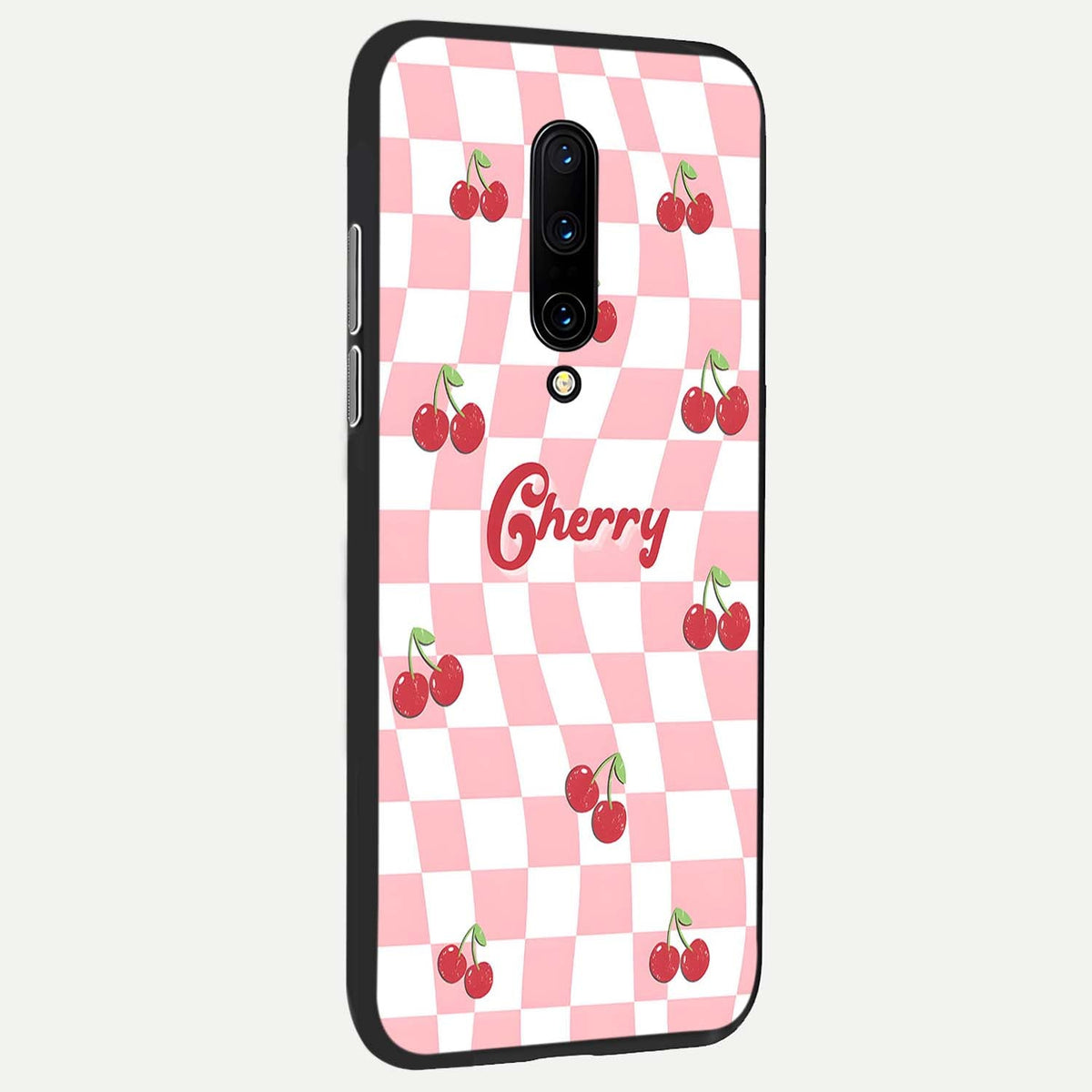 Sweet Cherry Vibes back cover For OnePlus 7 Pro slim fit glass case with vibrant aesthetic design