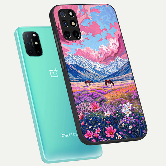Blossom Valley Dream phone case For OnePlus 8T showing premium glass back cover with detailed artwork