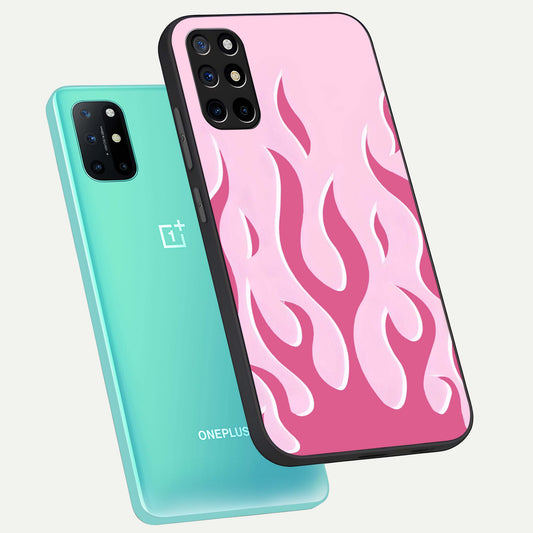 Blush Flame Energy phone case For OnePlus 8T showing premium glass back cover with detailed artwork