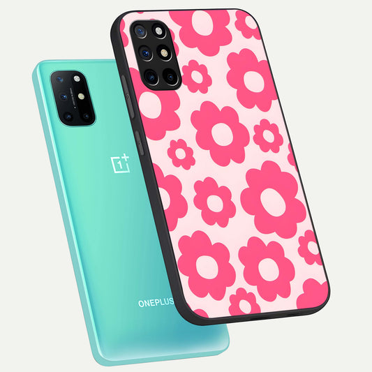 Blush Flower Pop phone case For OnePlus 8T showing premium glass back cover with detailed artwork