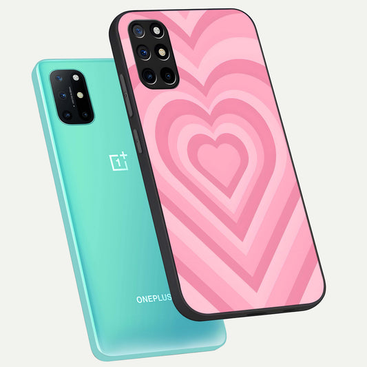 Blush Heart Waves phone case For OnePlus 8T showing premium glass back cover with detailed artwork