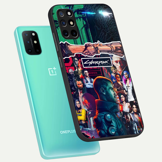 CYBERPUNK Legacy phone case For OnePlus 8T showing premium glass back cover with detailed artwork