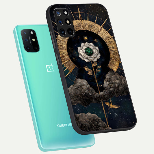 Celestial Lotus Morang phone case For OnePlus 8T showing premium glass back cover with detailed artwork