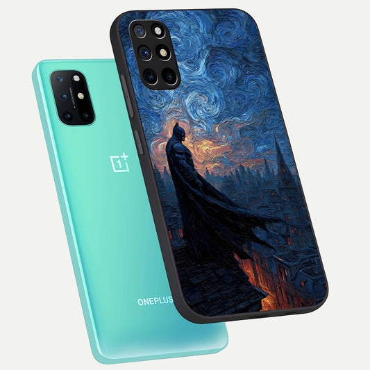 Dark Knight Dusk phone case For OnePlus 8T showing premium glass back cover with detailed artwork