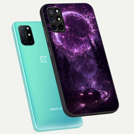 Eternal Cosmic Drive phone case For OnePlus 8T showing premium glass back cover with detailed artwork