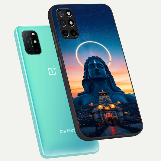 Eternal Shiva Aura phone case For OnePlus 8T showing premium glass back cover with detailed artwork