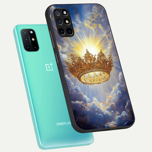Heavenly Crown Light phone case For OnePlus 8T showing premium glass back cover with detailed artwork