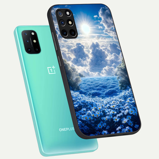 Heavenly Daisy Horizon phone case For OnePlus 8T showing premium glass back cover with detailed artwork