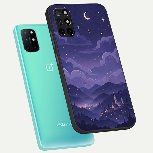 Minimal Night View phone case For OnePlus 8T showing premium glass back cover with detailed artwork