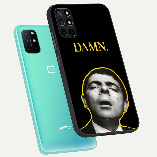 Mr Bean Damn phone case For OnePlus 8T showing premium glass back cover with detailed artwork