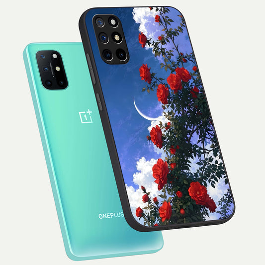 Rose Drift Flowers phone case For OnePlus 8T showing premium glass back cover with detailed artwork