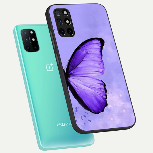 Violet Dream Wing phone case For OnePlus 8T showing premium glass back cover with detailed artwork