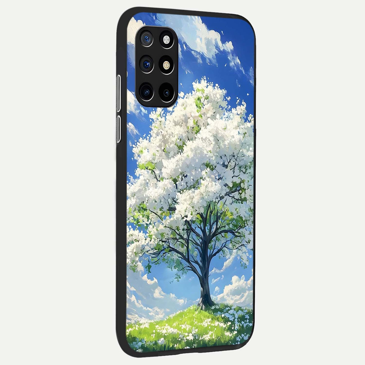 Blossom Sky Serenity back cover For OnePlus 8T slim fit glass case with vibrant aesthetic design