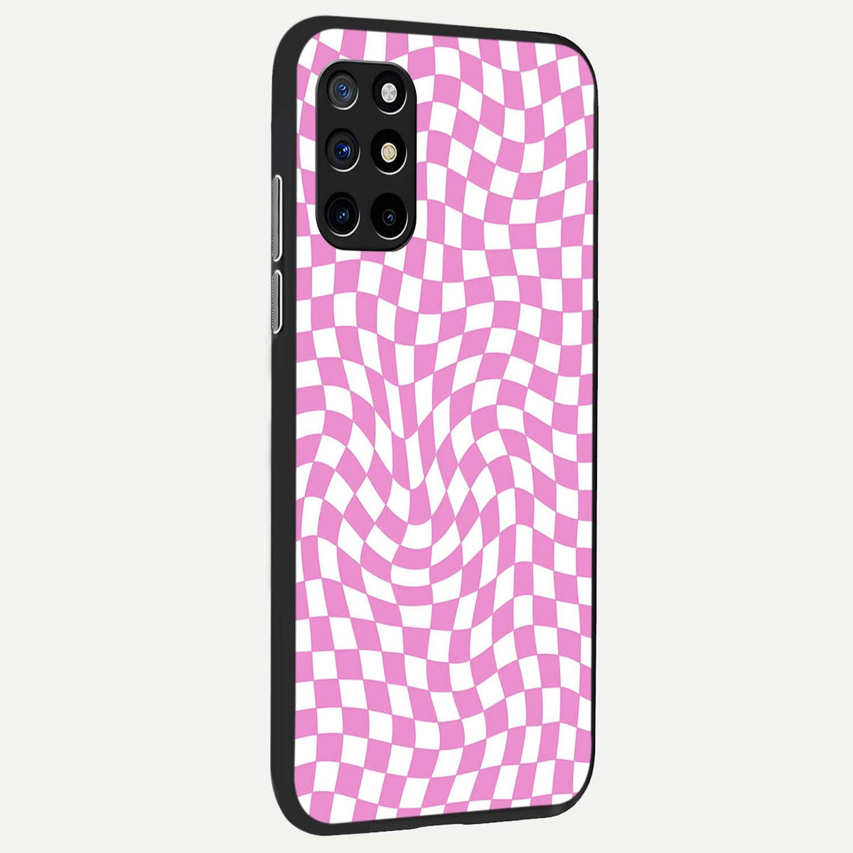 Bubblegum Check Wave back cover For OnePlus 8T slim fit glass case with vibrant aesthetic design