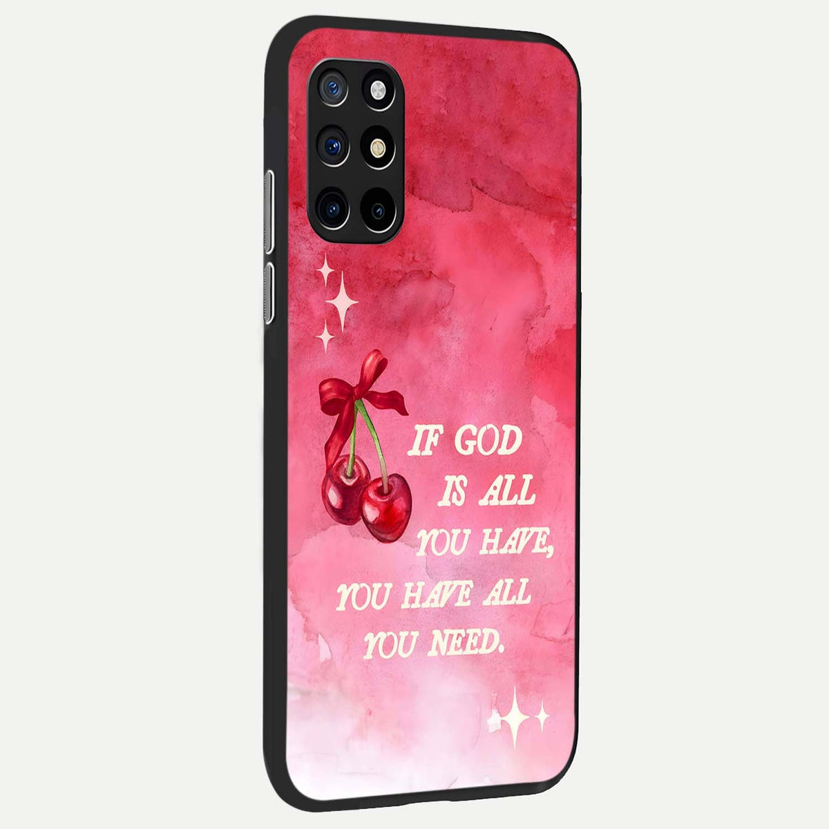 Cherry Quote back cover For OnePlus 8T slim fit glass case with vibrant aesthetic design
