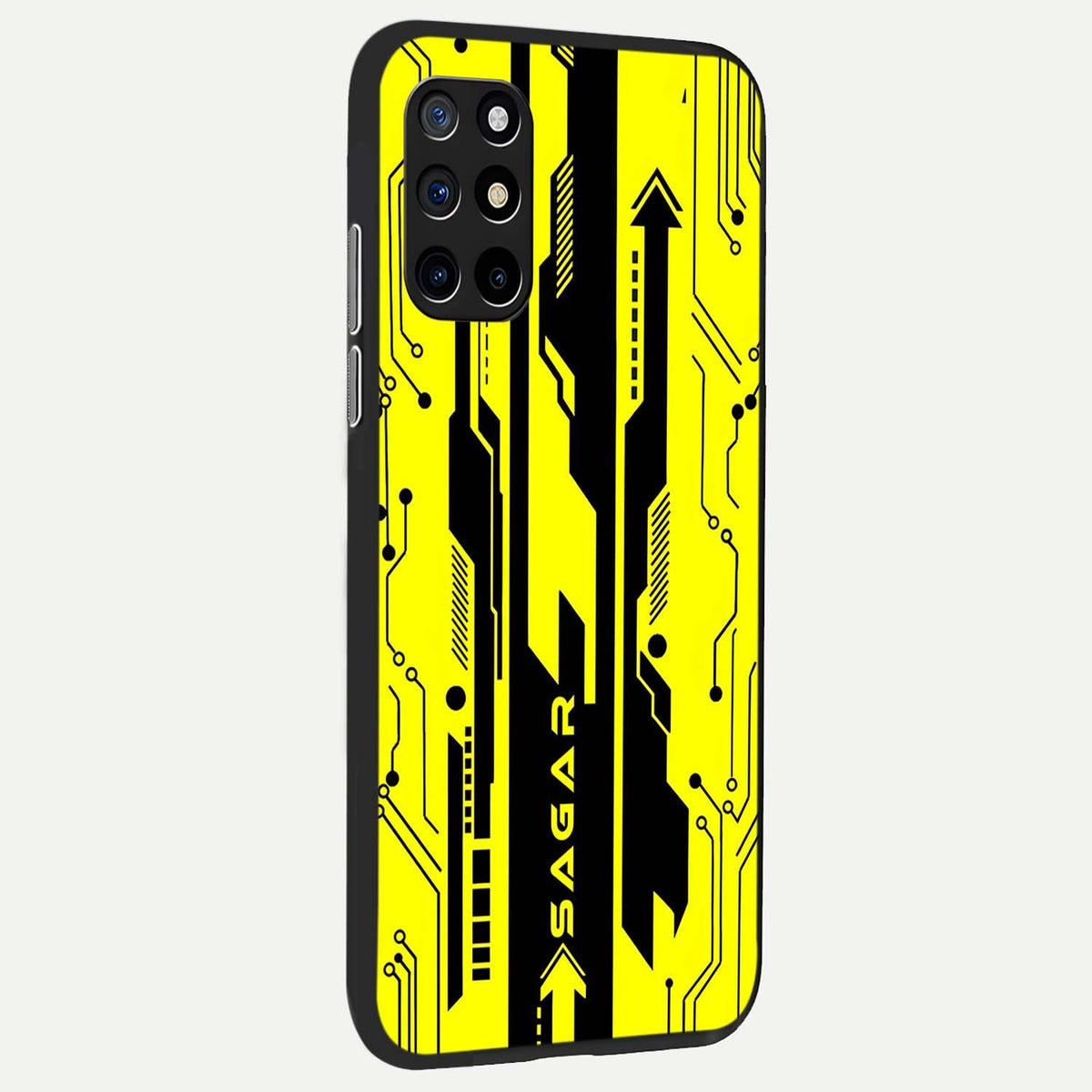 Electric Pulse CYBERPUNK Custom Name back cover For OnePlus 8T slim fit glass case with vibrant aesthetic design