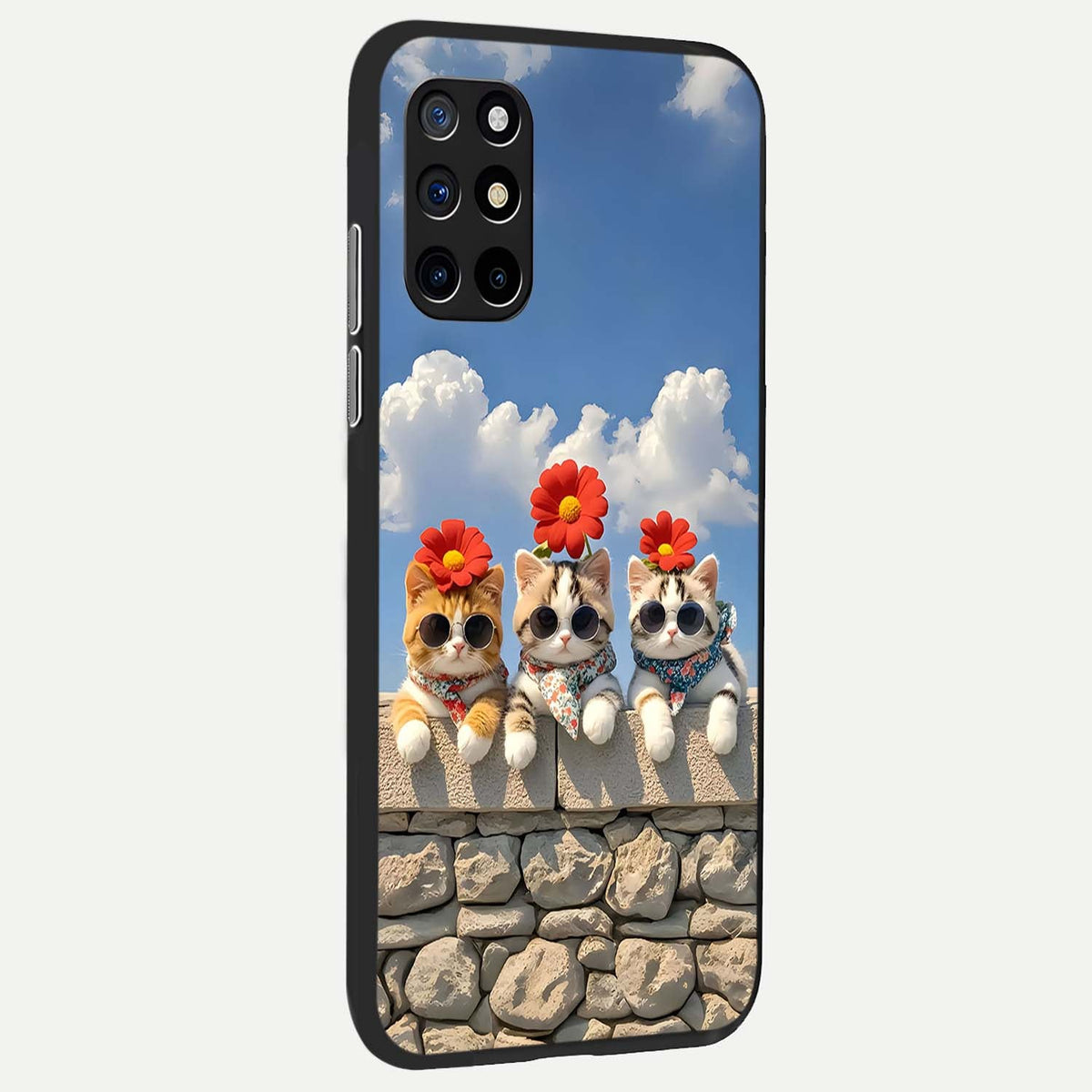 Floral Kitty Squad back cover For OnePlus 8T slim fit glass case with vibrant aesthetic design