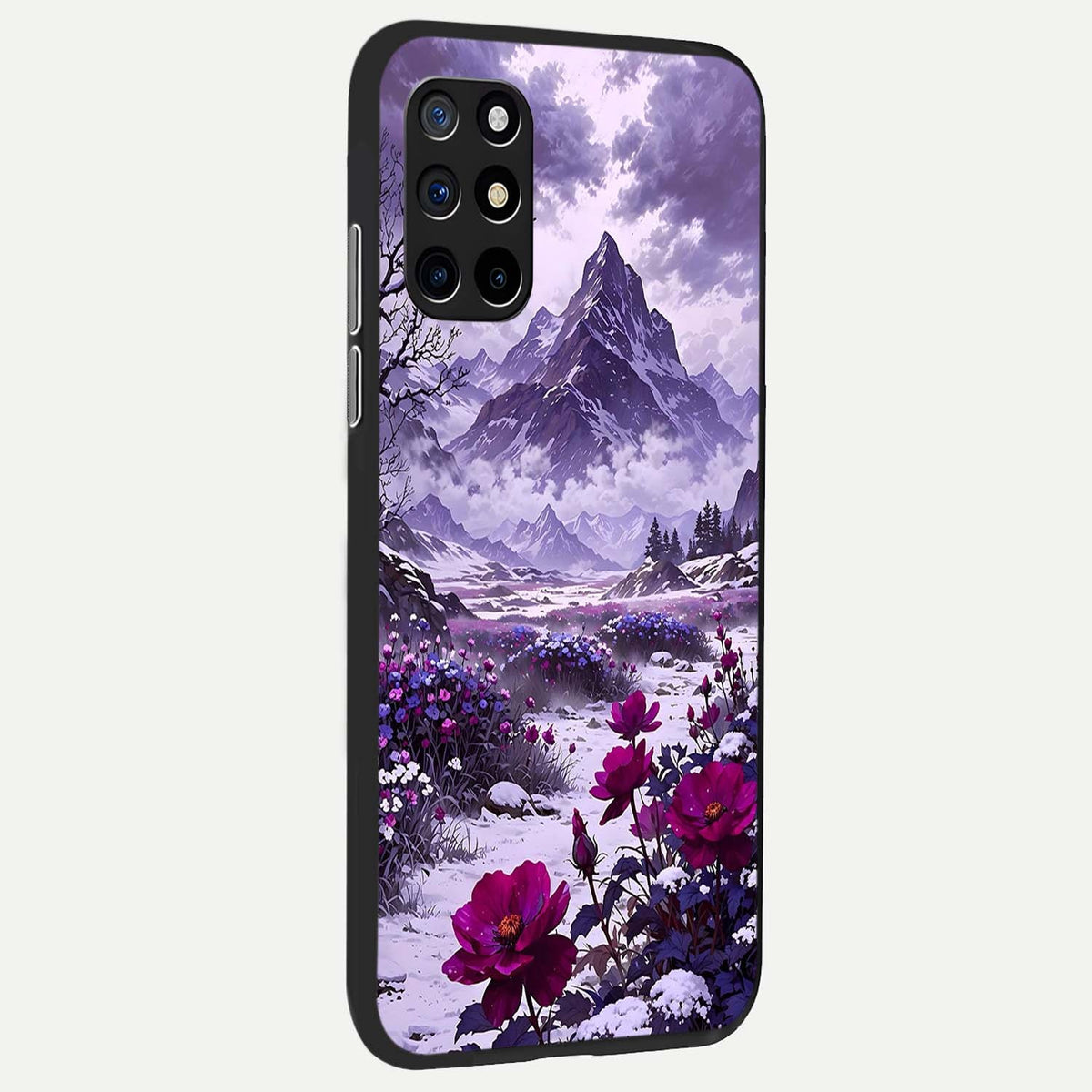 Flower Mountain View back cover For OnePlus 8T slim fit glass case with vibrant aesthetic design