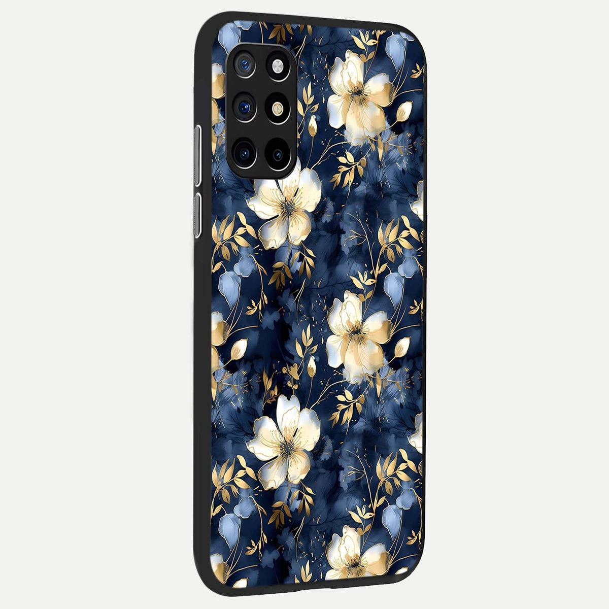 Golden Midnight Bloom back cover For OnePlus 8T slim fit glass case with vibrant aesthetic design
