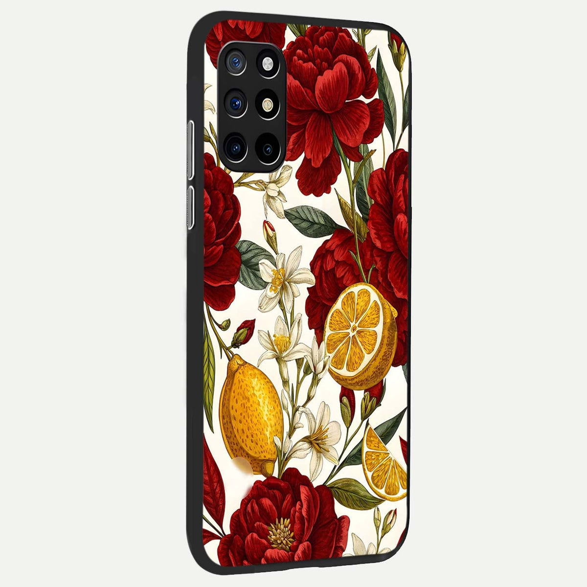 Lemon Rose Charm back cover For OnePlus 8T slim fit glass case with vibrant aesthetic design