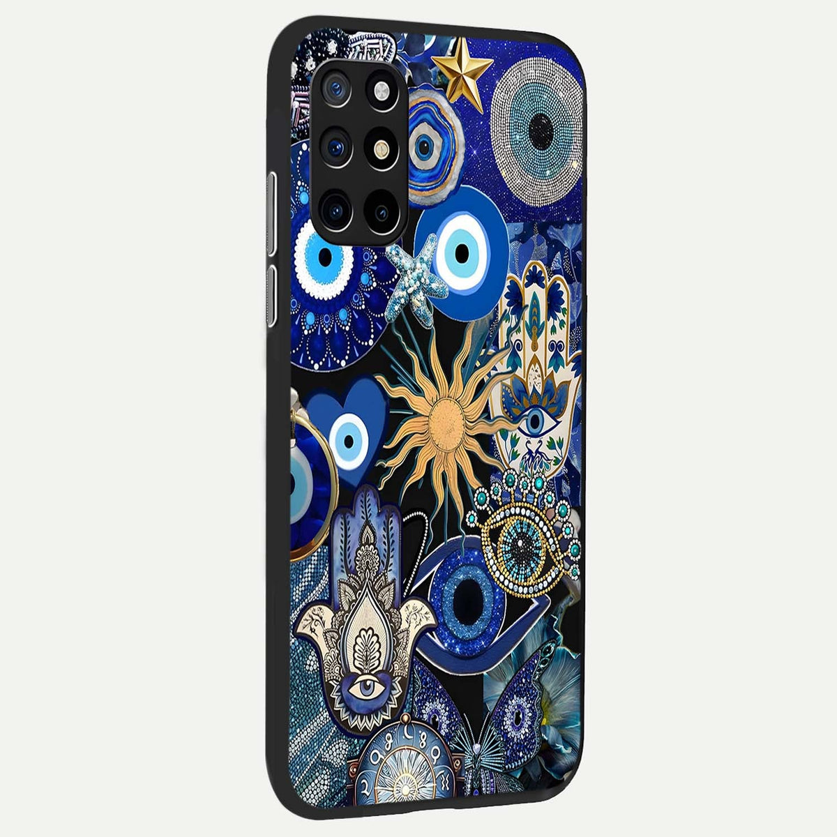 Mystic Blue Evil Eye back cover For OnePlus 8T slim fit glass case with vibrant aesthetic design