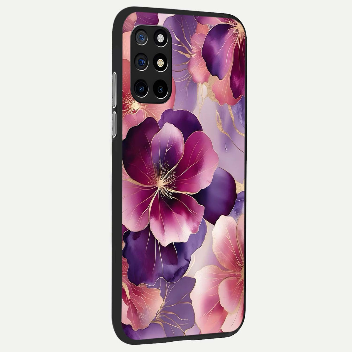 Pink Bouquet Florals back cover For OnePlus 8T slim fit glass case with vibrant aesthetic design