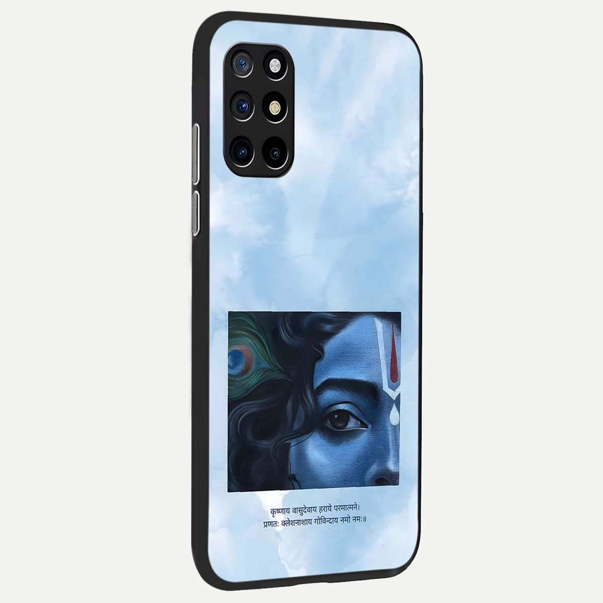 Spiritual Krishna back cover For OnePlus 8T slim fit glass case with vibrant aesthetic design