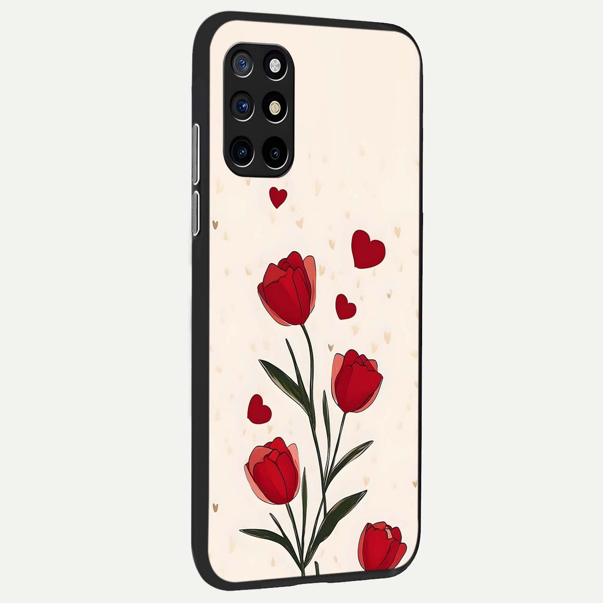 Tulip With Heart back cover For OnePlus 8T slim fit glass case with vibrant aesthetic design