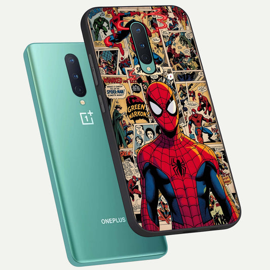 Aesthetic Spider phone case For OnePlus 8 showing premium glass back cover with detailed artwork