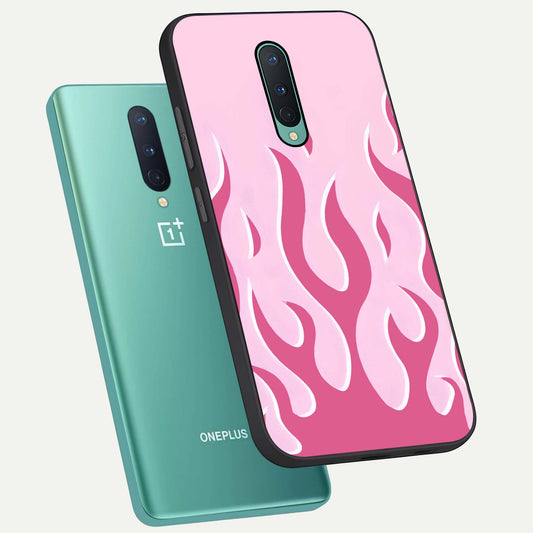 Blush Flame Energy phone case For OnePlus 8 showing premium glass back cover with detailed artwork