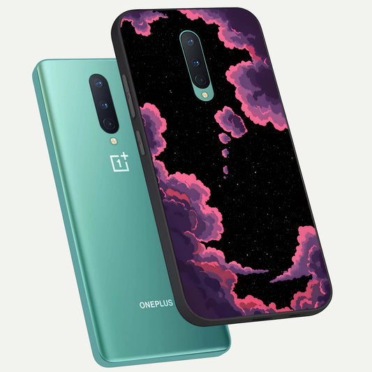 Cosmic Cloud Journey phone case For OnePlus 8 showing premium glass back cover with detailed artwork